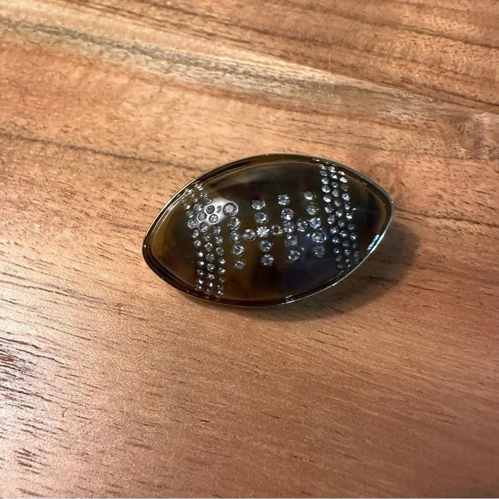 Talbots Gold and Brown Oval Football Pin Brooch, NEW